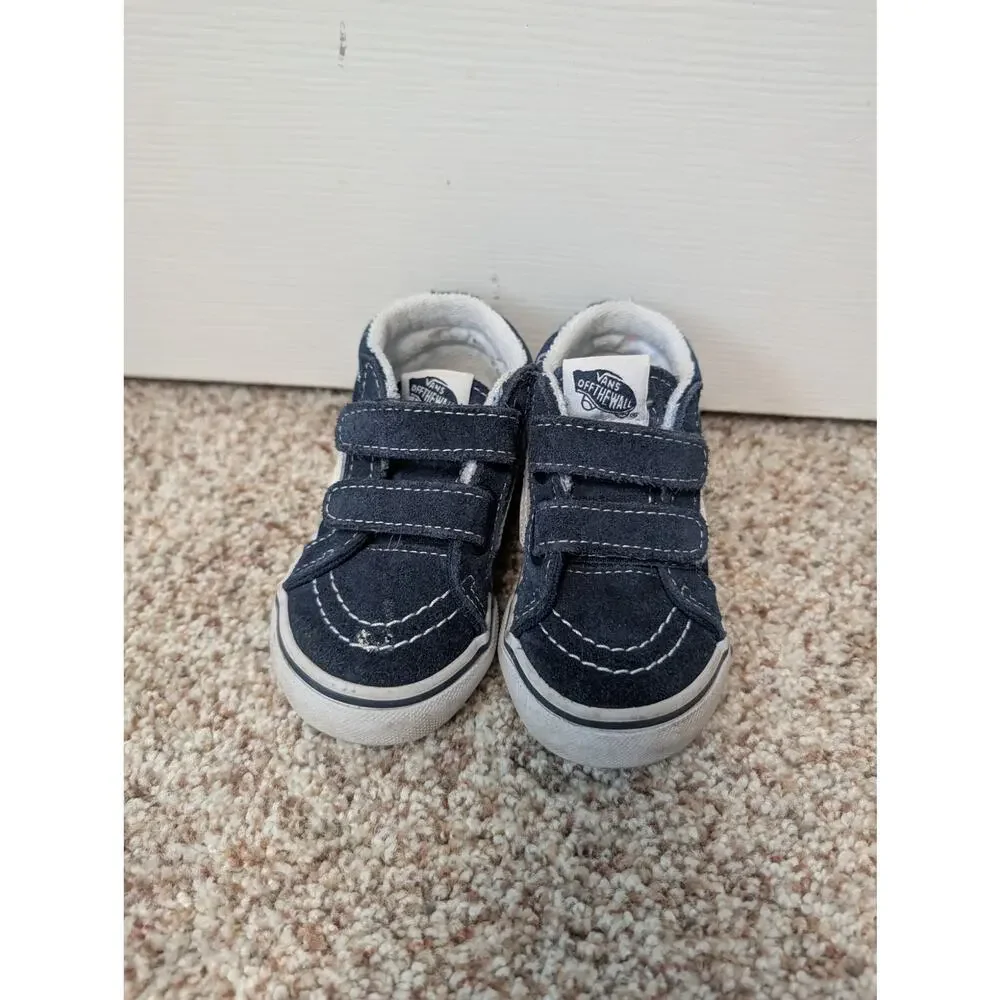 Vans Sk8-Hi Shark Navy Blue Canvas Toddler Size 5.5 High Top Sneakers Hook Loop